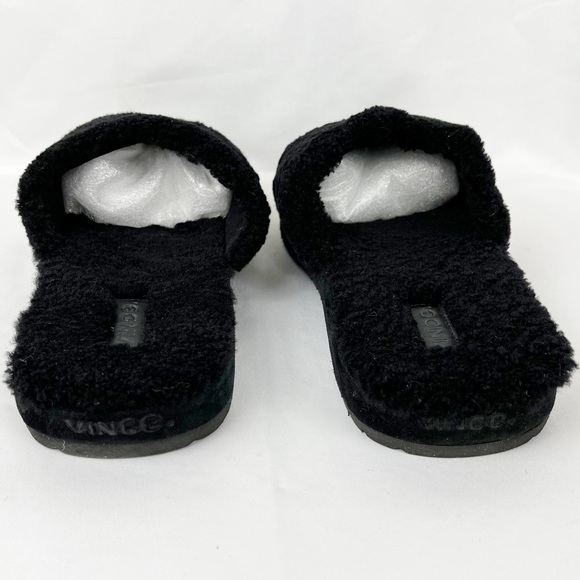Vince Black Teddy New Zealand Dyed Lamb Fur Cozy Slides Slippers Sz11 NWOB - Picture 6 of 13